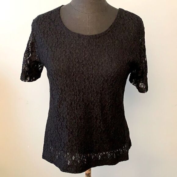 Black Floral Lace Shirt  - Picture 1 of 7